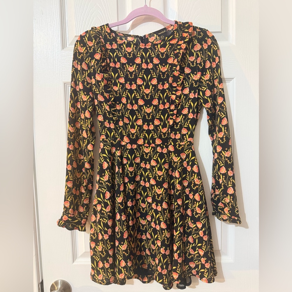 Forever 21 Black and Pink Floral Dress